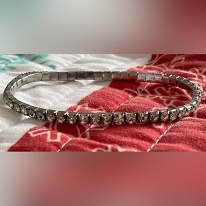 Silver Women's full CZ stretch bracelet .